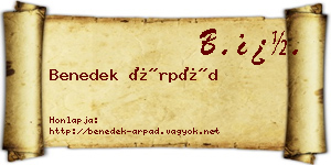 Benedek Árpád névjegykártya