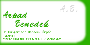 arpad benedek business card